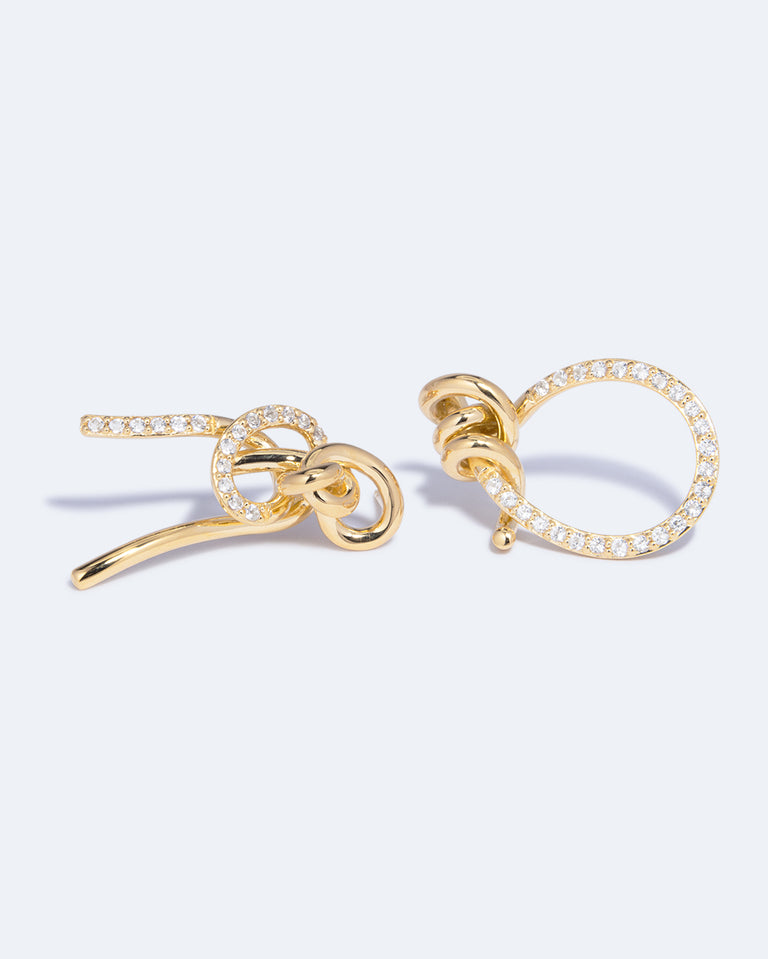 "Notsobig" Thread II - White Topaz and Recycled Gold Vermeil Earrings