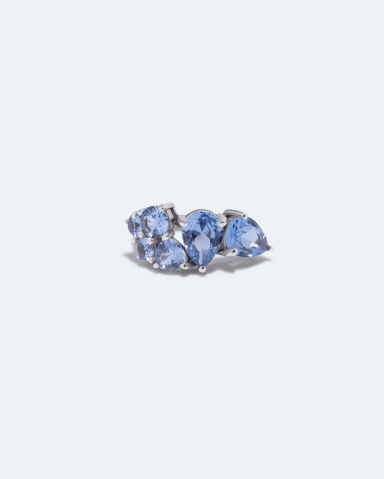 Bolt from the Blue - Synthetic Blue Spinel and Recycled Silver Ear Cuff