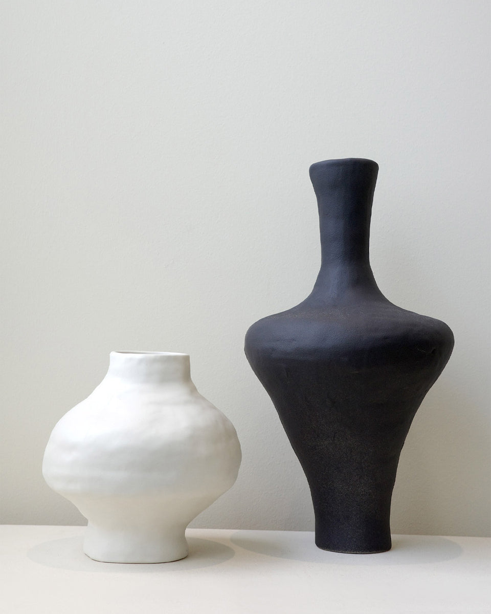 The Alphabet of a Forgotten Tongue - Medium Vessel in Matte White