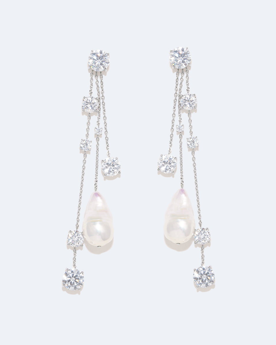 Bonafide Madness - Pearl and Zirconia Recycled Silver Earrings