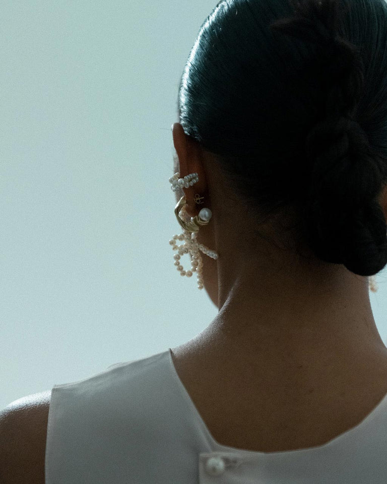 Loop‐the‐Loop - Pearl and Zirconia Gold Vermeil Earrings