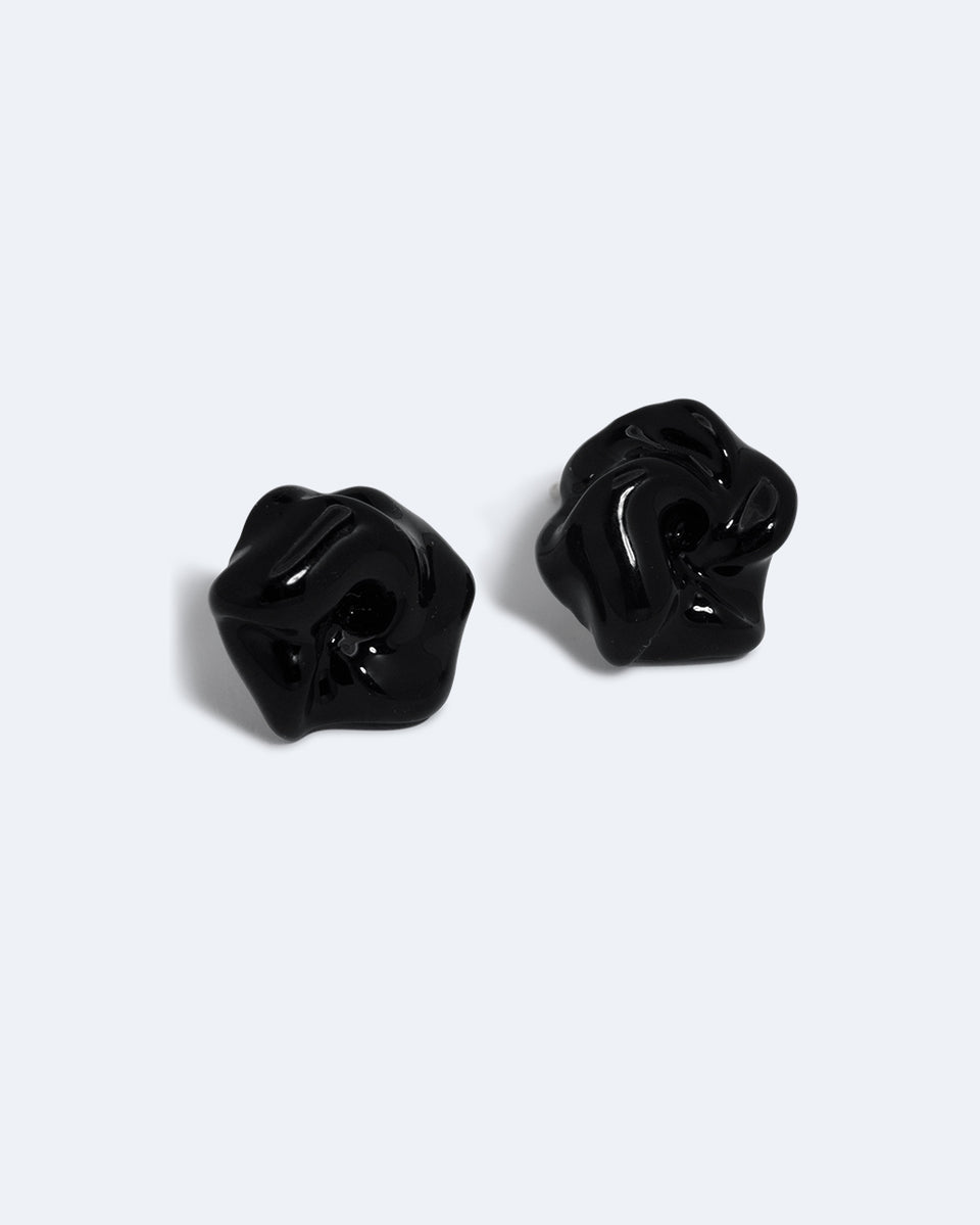 The Depths of Time - Black Enamel and Recycled Silver Earrings