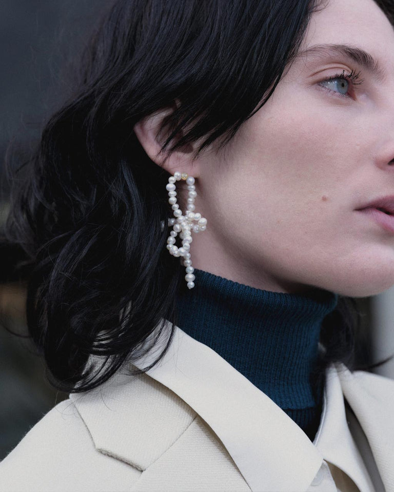 Loop‐the‐Loop - Pearl and Zirconia Gold Vermeil Earrings