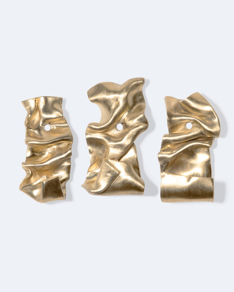 Knotted - Set of 3 Wall Hooks in Brushed Brass