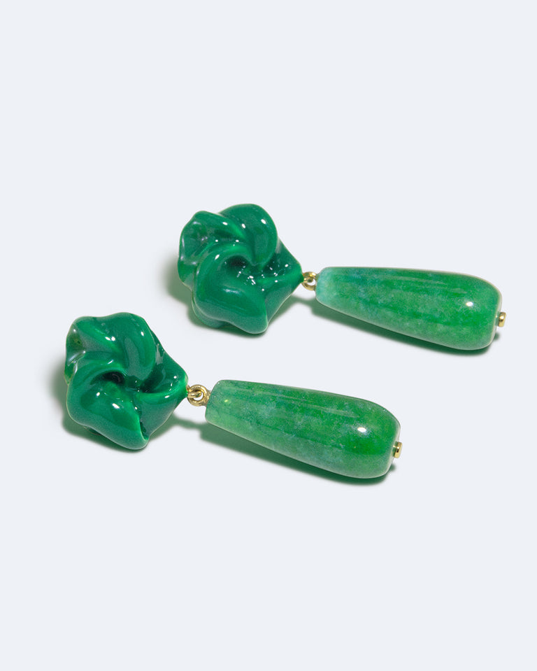 The Depths of Time - Chalcedony and Enamel Recycled Gold Vermeil Earrings