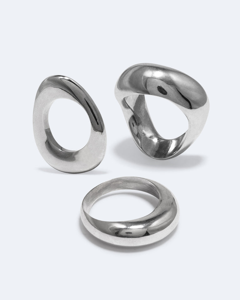 Post‐Capital - Set of 3 Platinum Plated Stacking Rings