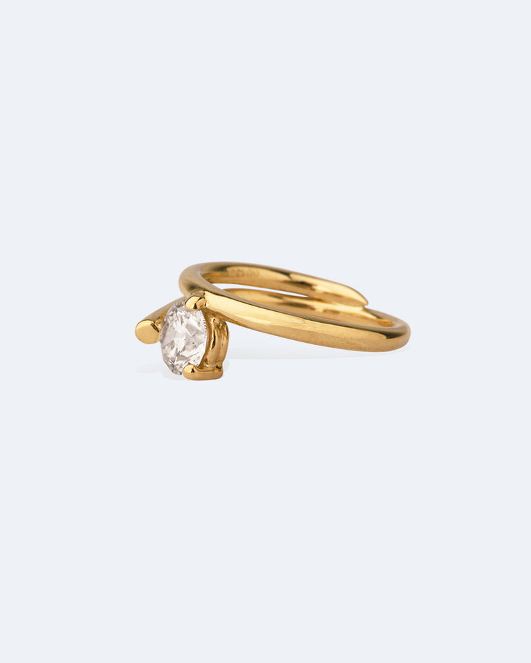 The Subverted Flower - 18 Carat White Gold Round Diamond Solitaire Engagement Ring