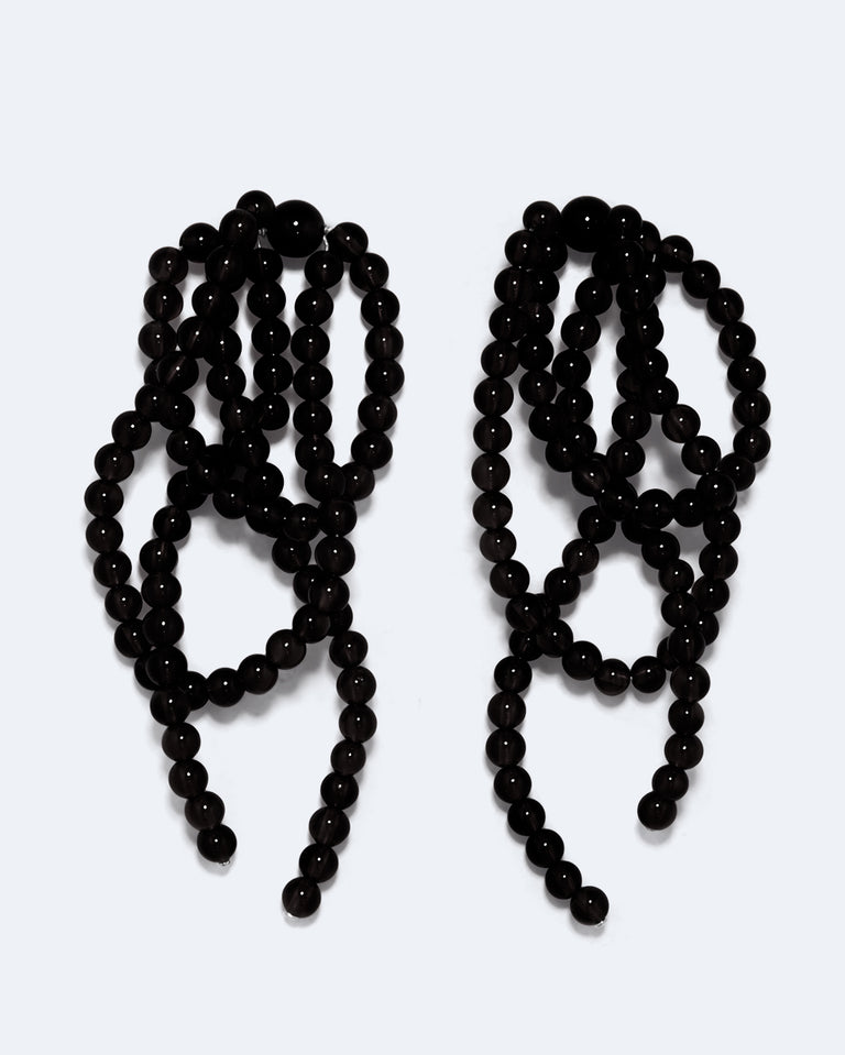 What a Tangled Web We Weave - Black Onyx and Recycled Silver Earrings