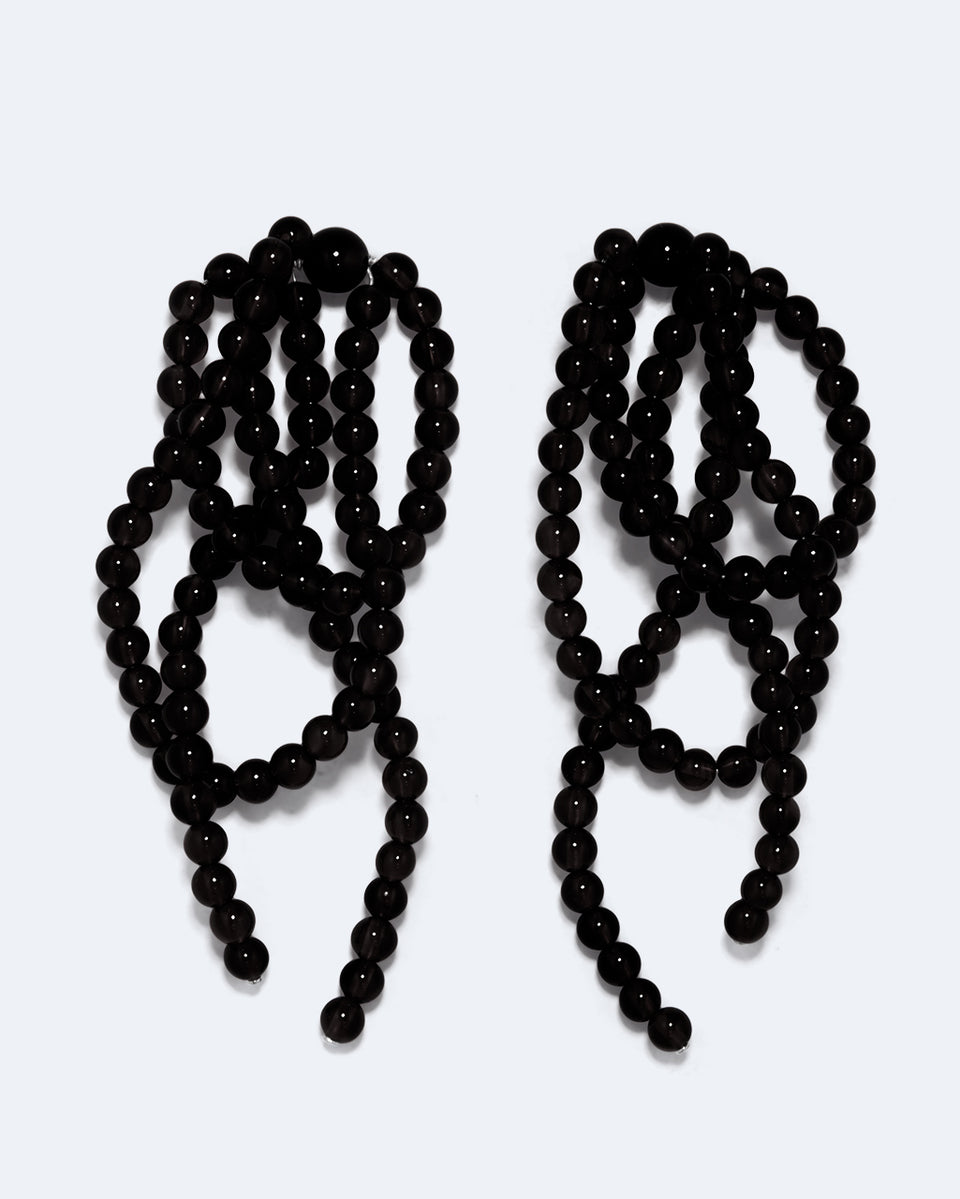 What a Tangled Web We Weave - Black Onyx and Recycled Silver Earrings