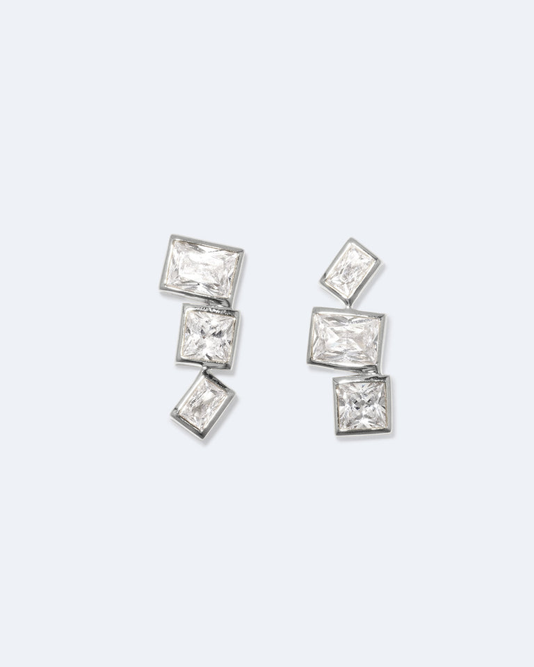 How to Get a Low Score at Tetris - Zirconia and Recycled Silver Earrings