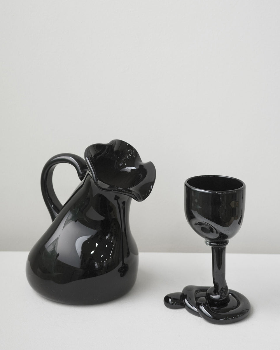 Thaw - Recycled Wine Glass in Black