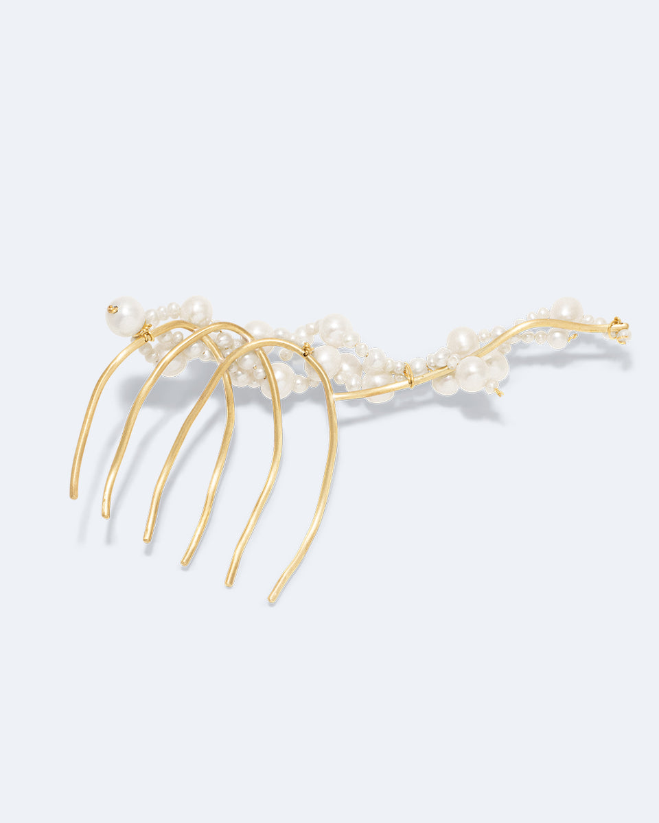A Careful Undoing -  Pearl and Gold Plated Hair Pin