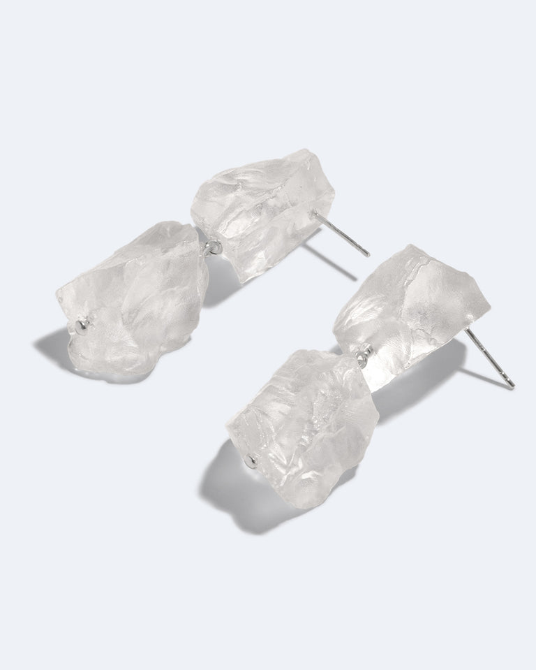 The Iceberg's Other Half - Clear Resin and Recycled Silver Earrings