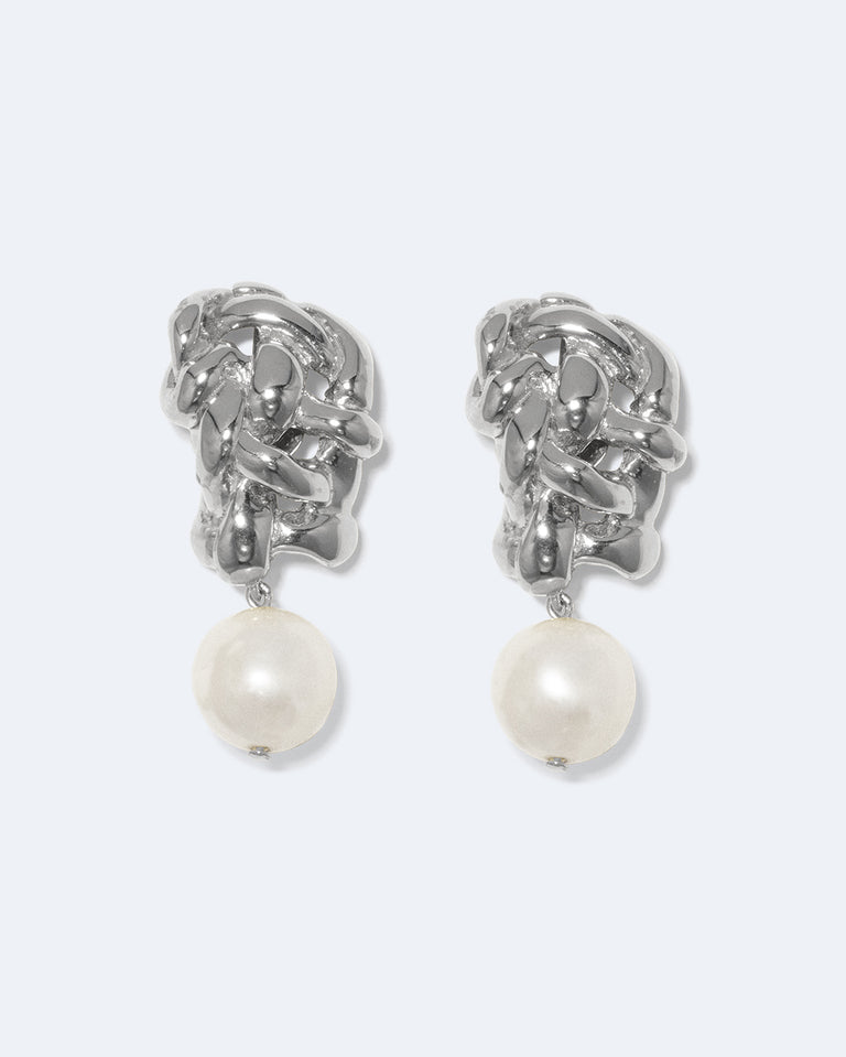The Paths of Memory - Pearl and Recycled Silver Earrings