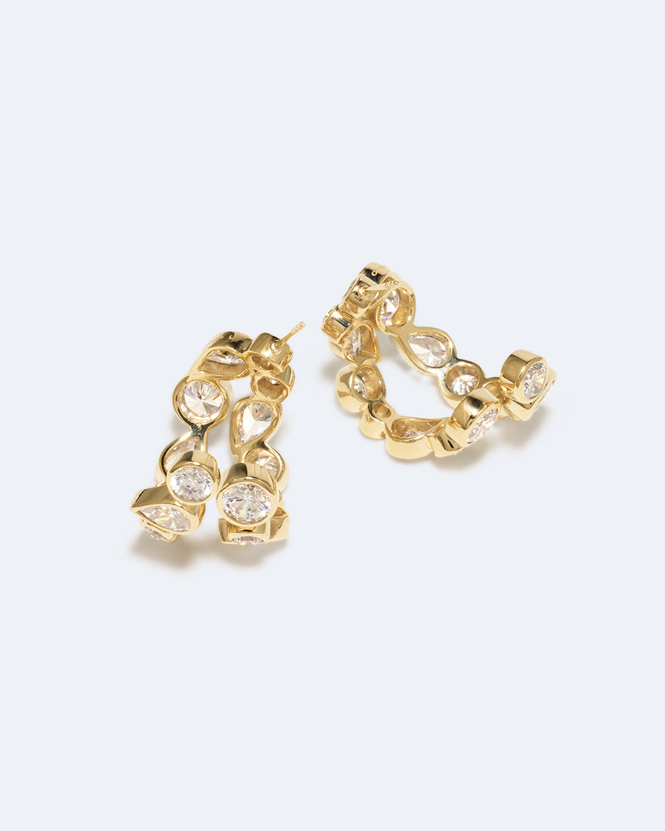 Like Peas in a Pod IV - Cubic Zirconia and Gold Vermeil Earrings