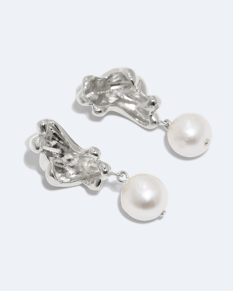 Something Borrowed From the Sea - Pearl and Recycled Silver Earrings