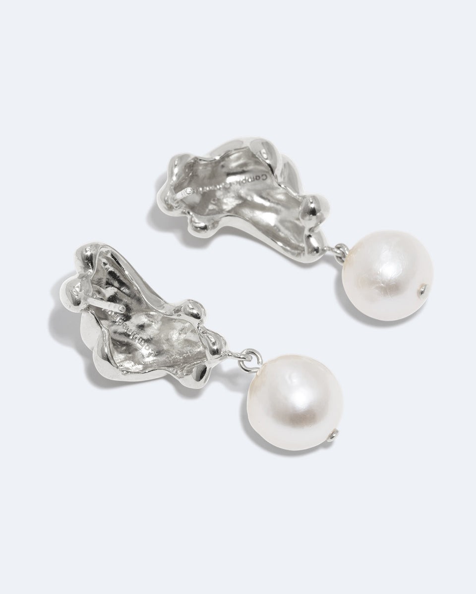 Something Borrowed From the Sea - Pearl and Recycled Silver Earrings