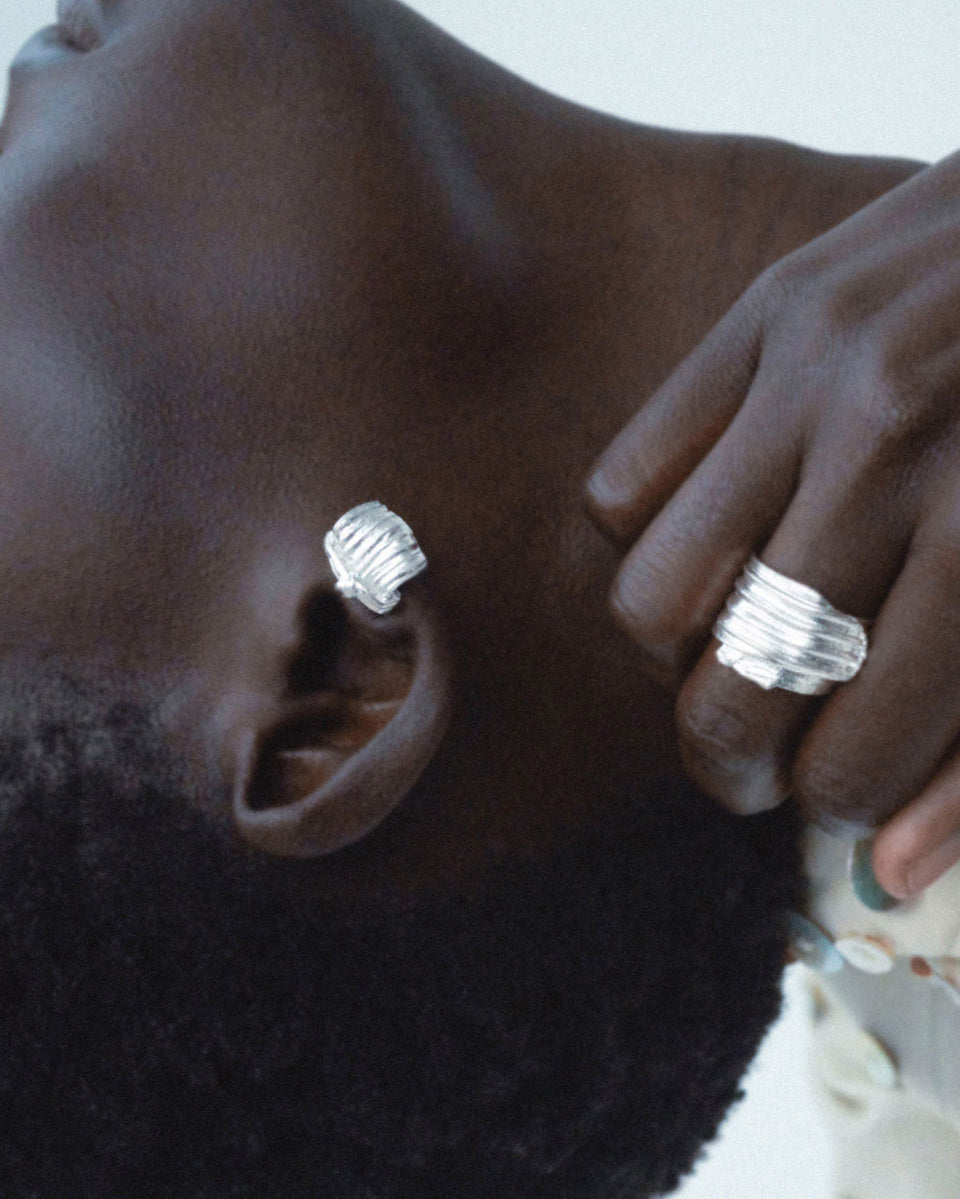 Tied Up Bales of Straw - Recycled Silver Earrings