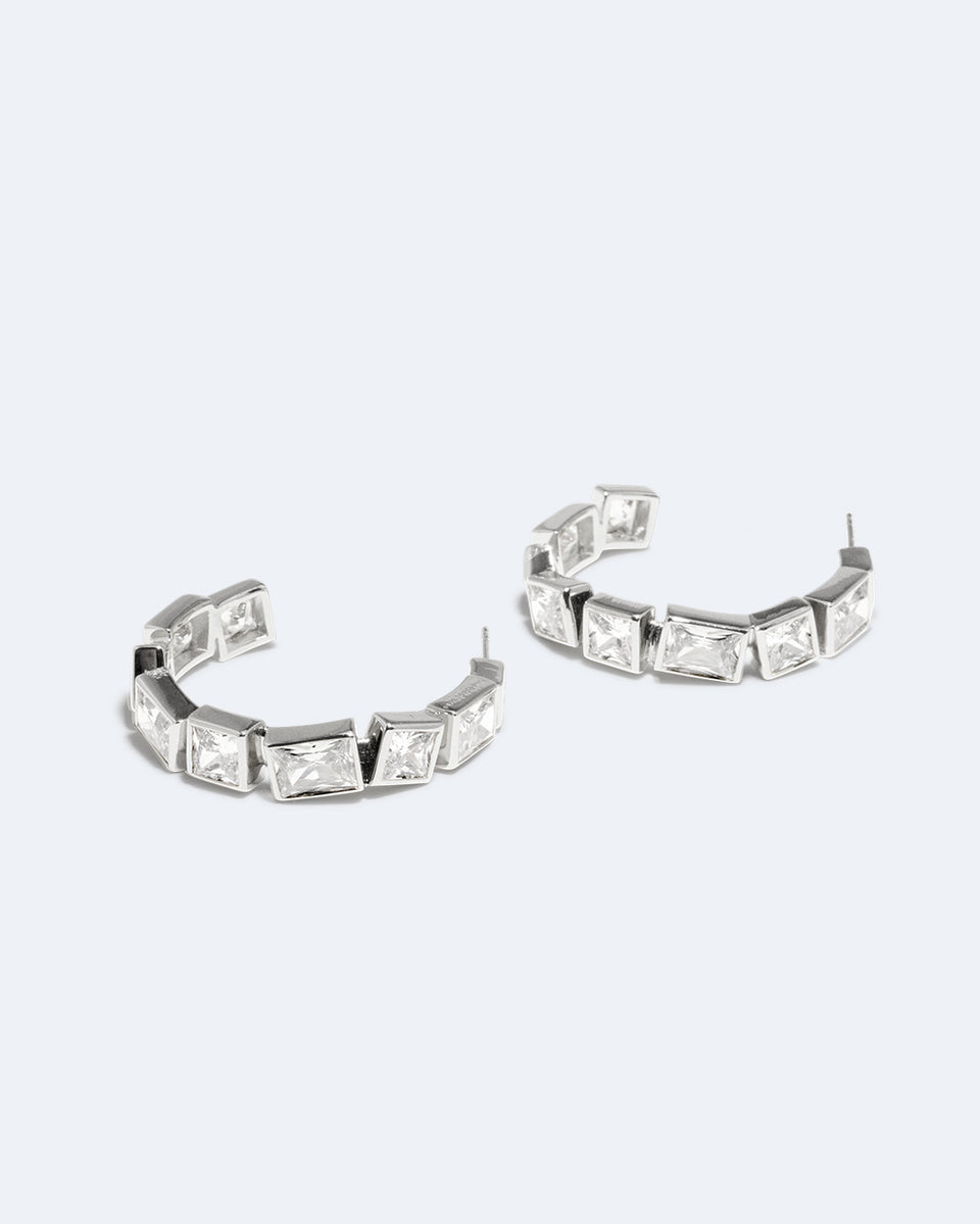 Spiky Personality - Zirconia and Recycled Silver Earrings