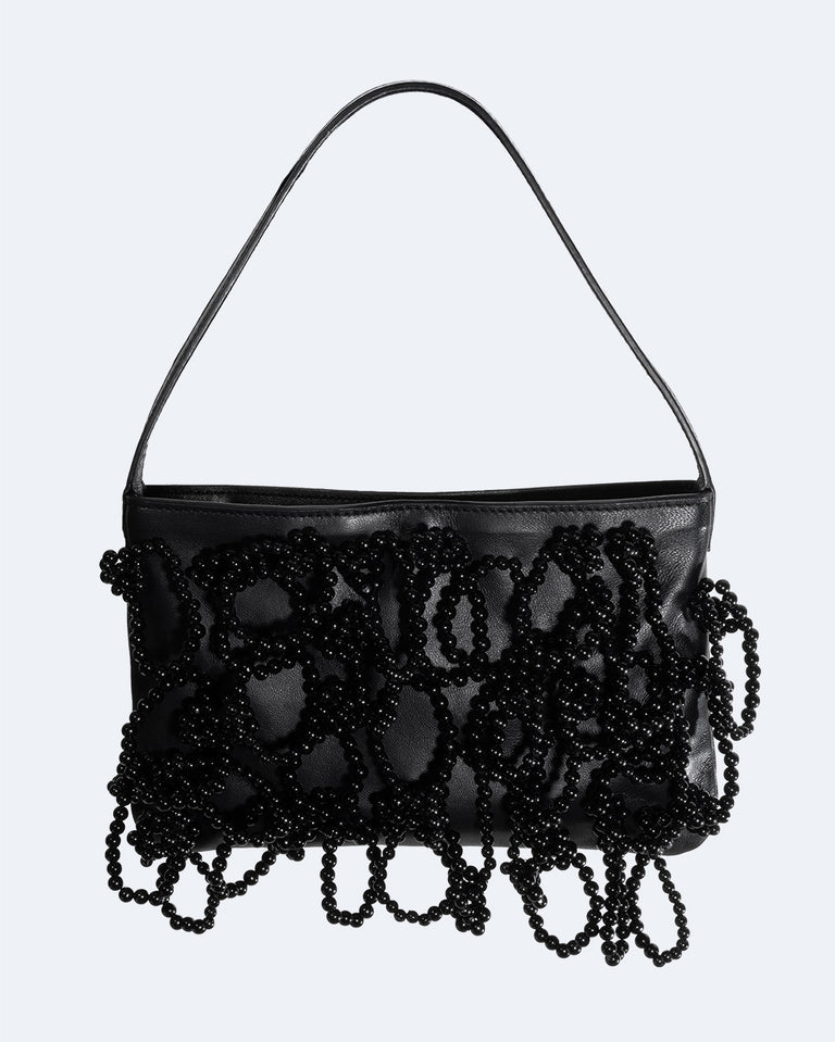 The Pearly Pearl - Pearl and Black Leather Handbag