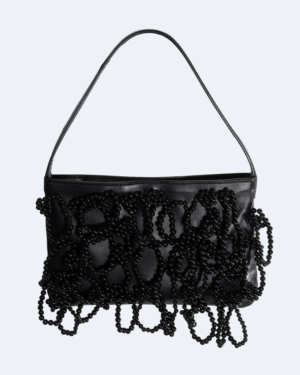 The Pearly Pearl - Pearl and Black Leather Handbag
