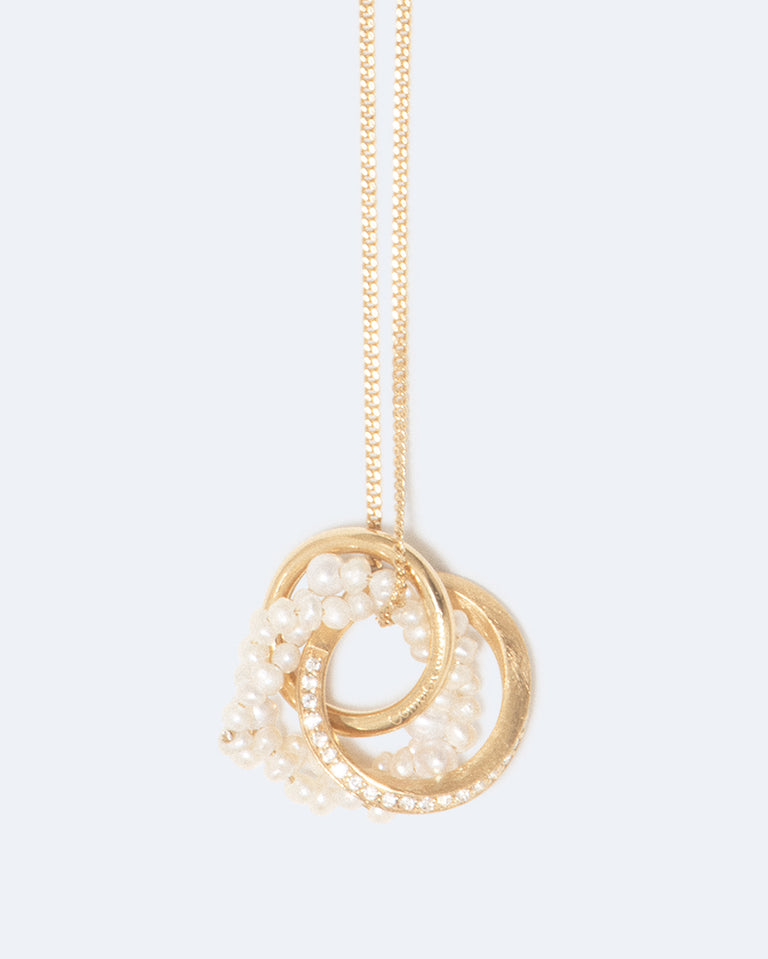 The Echoes of a Time of Solitude - Pearl and White Topaz Recycled Gold Vermeil Pendant