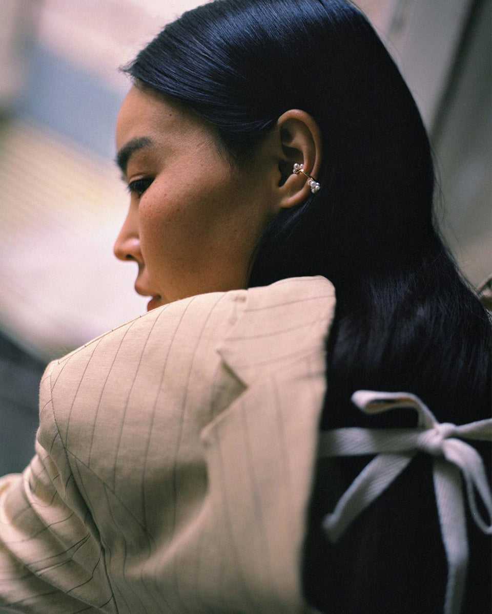 Surfacing - Pearl and Recycled Silver Ear Cuff