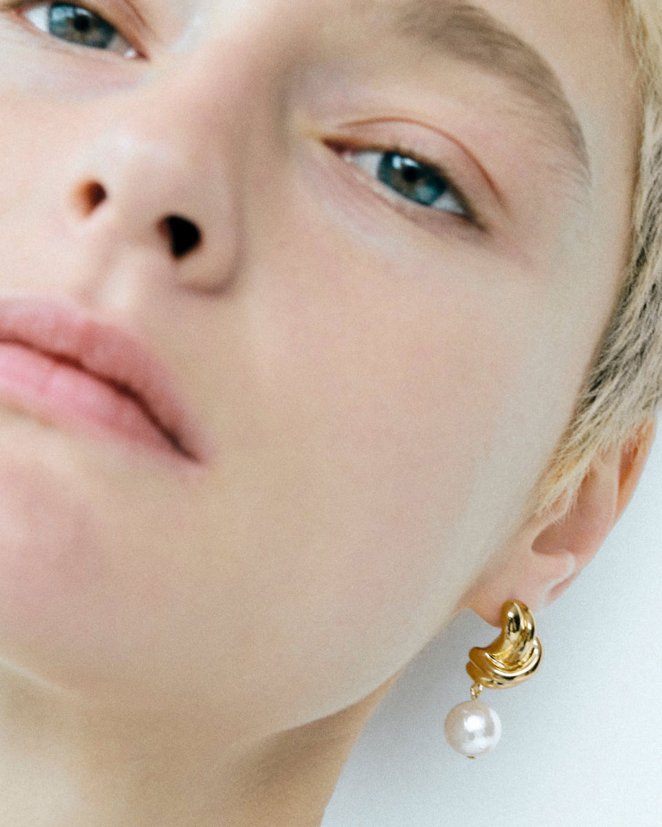Something Borrowed From the Sea - Pearl and Recycled Silver Earrings