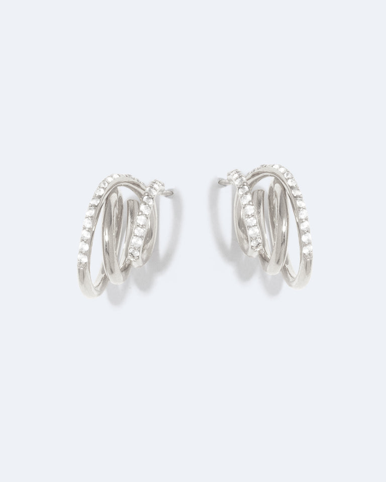 Flow - White Topaz and Platinum Plated Sterling Silver Earrings