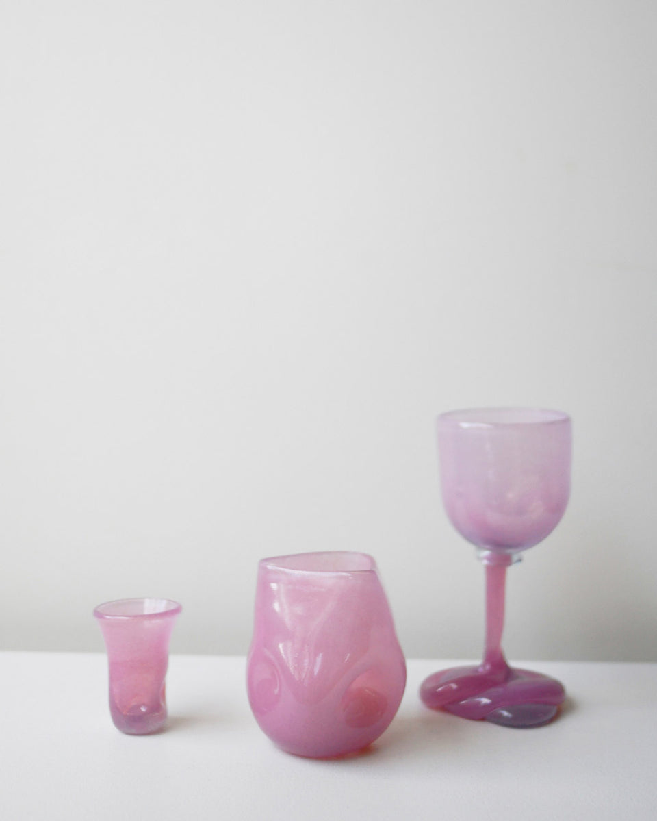 "Notsobig" Thaw - Set of 4 Recycled Tiny Glasses in Magenta/Pink/Purple/Red