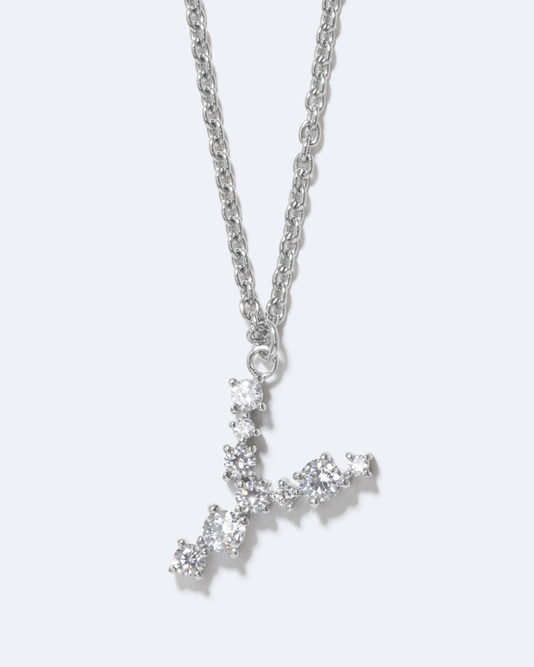 Glitchy Y - Cubic Zirconia and Rhodium Plated Pendant