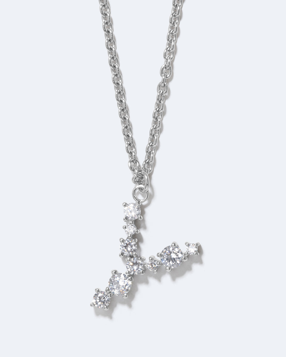 Glitchy Y - Cubic Zirconia and Rhodium Plated Pendant