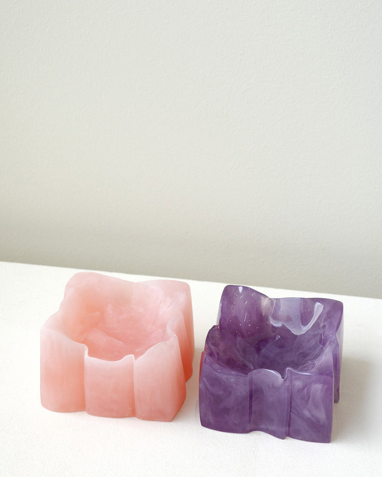 Crumpled Dish - Small Marble Resin Dish in Matte Rose Quartz