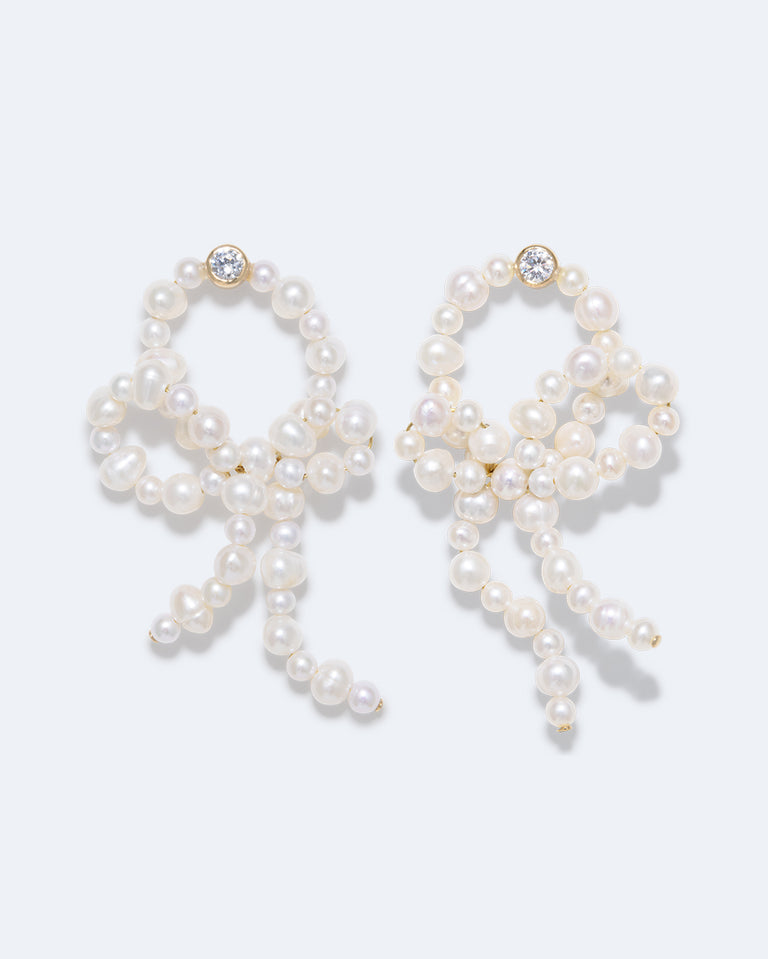 Loop‐the‐Loop - Pearl and Zirconia Gold Vermeil Earrings