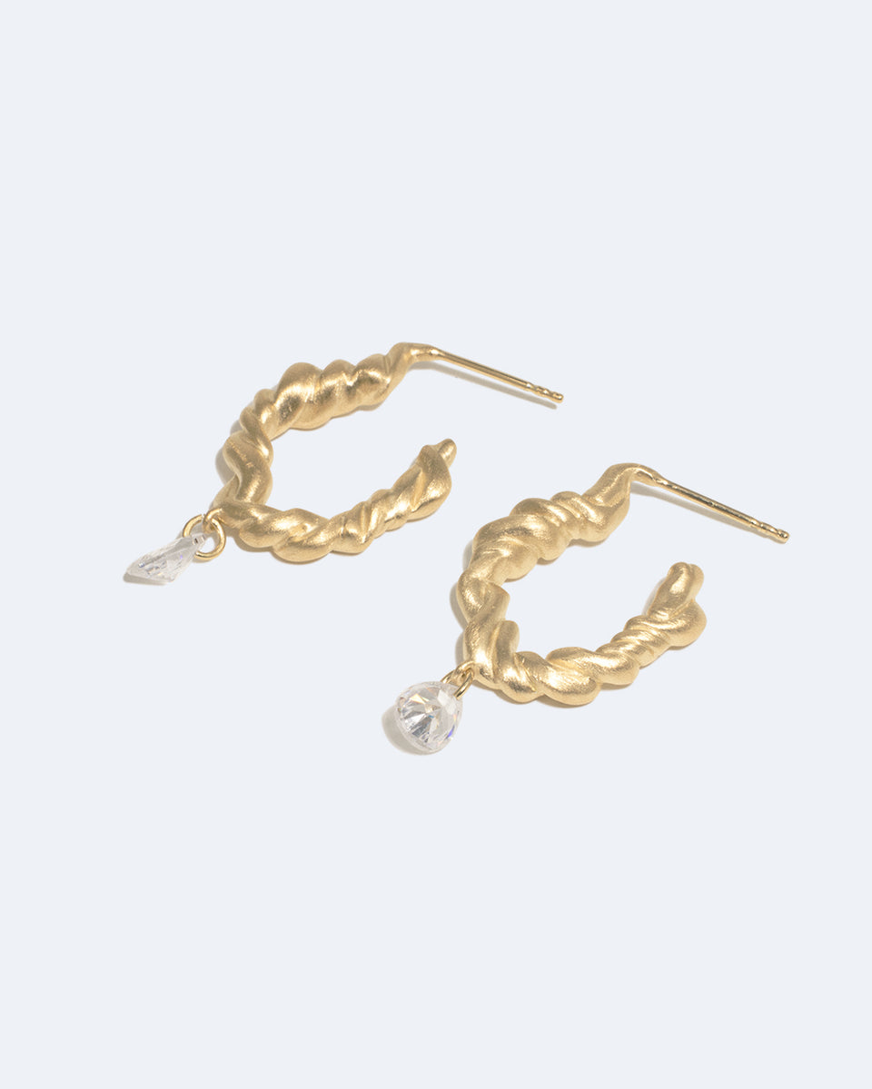 Time is Not an Illusion - Zirconia and Recycled Gold Vermeil Earrings
