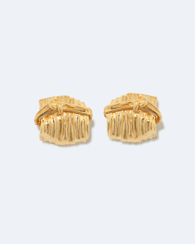 Tied Up Bales of Straw - Recycled Gold Vermeil Earrings