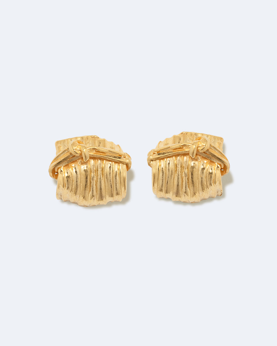 Tied Up Bales of Straw - Recycled Gold Vermeil Earrings