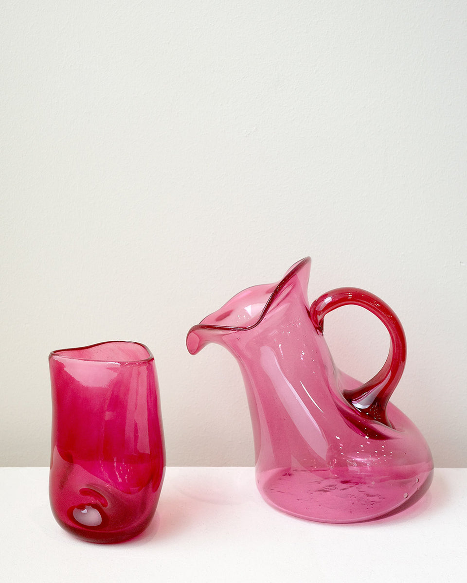 Thaw - Large Recycled Glass Jug in Magenta