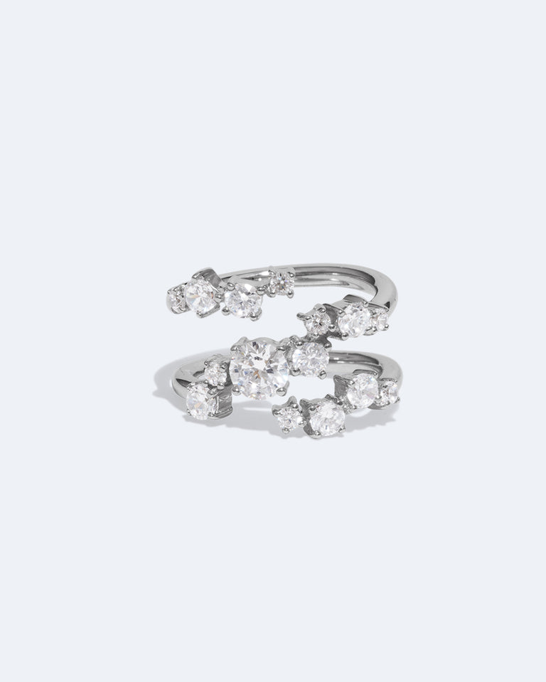 Time Is Layered In Ice - Zirconia and Recycled Silver Ring