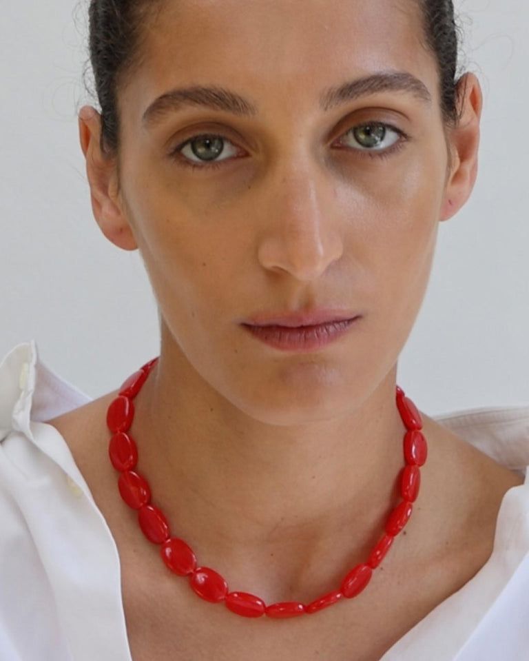 Dazed by Suburbia - Red Resin Necklace
