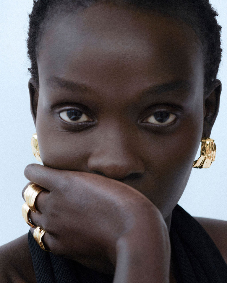 Pleat - Gold Plated Earrings