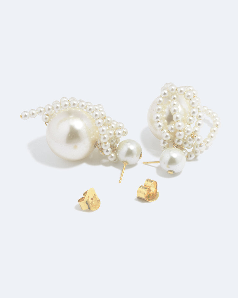 Time is Thirsty - Pearl and Gold Plated Earrings