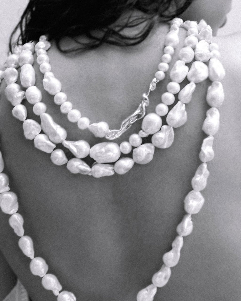 Foraging - Pearl and Recycled Silver Necklace