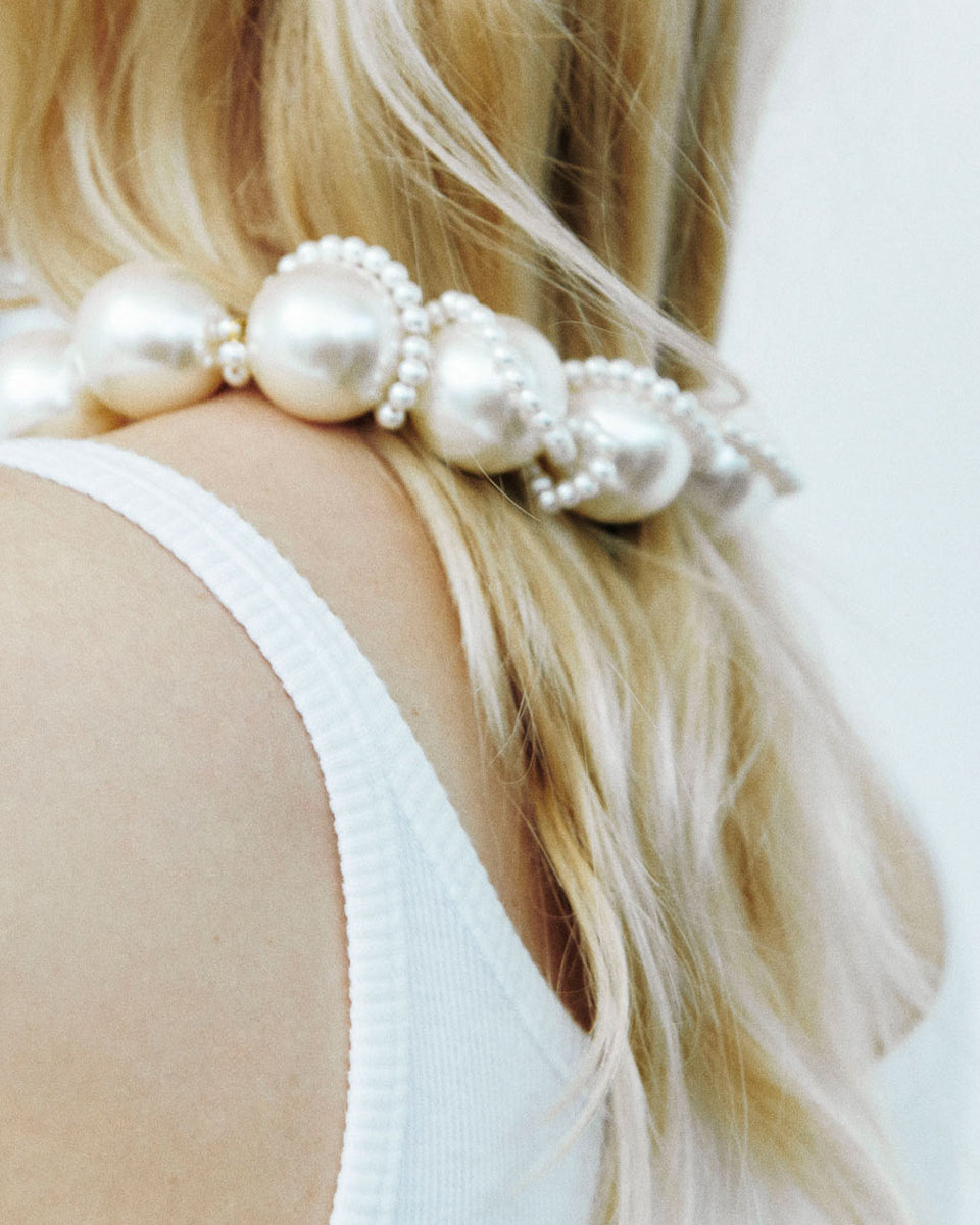 The Arcs of the Moon - Pearl and Gold Plated Necklace