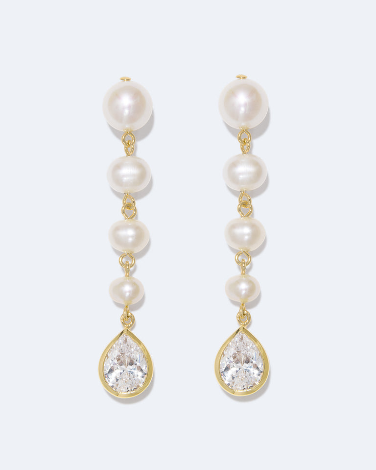 The Last Slice Everybody Wanted - Pearl and Zirconia Recycled Gold Vermeil Earrings