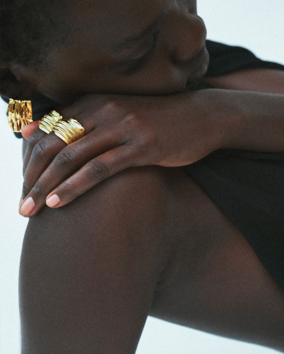 Pleat - Gold Plated Earrings