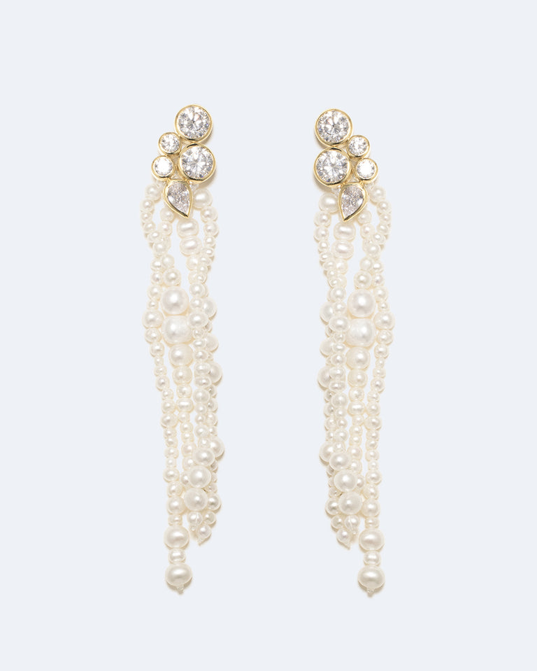 The Possibilities are Endless - Pearl and Zirconia Recycled Gold Vermeil Earrings