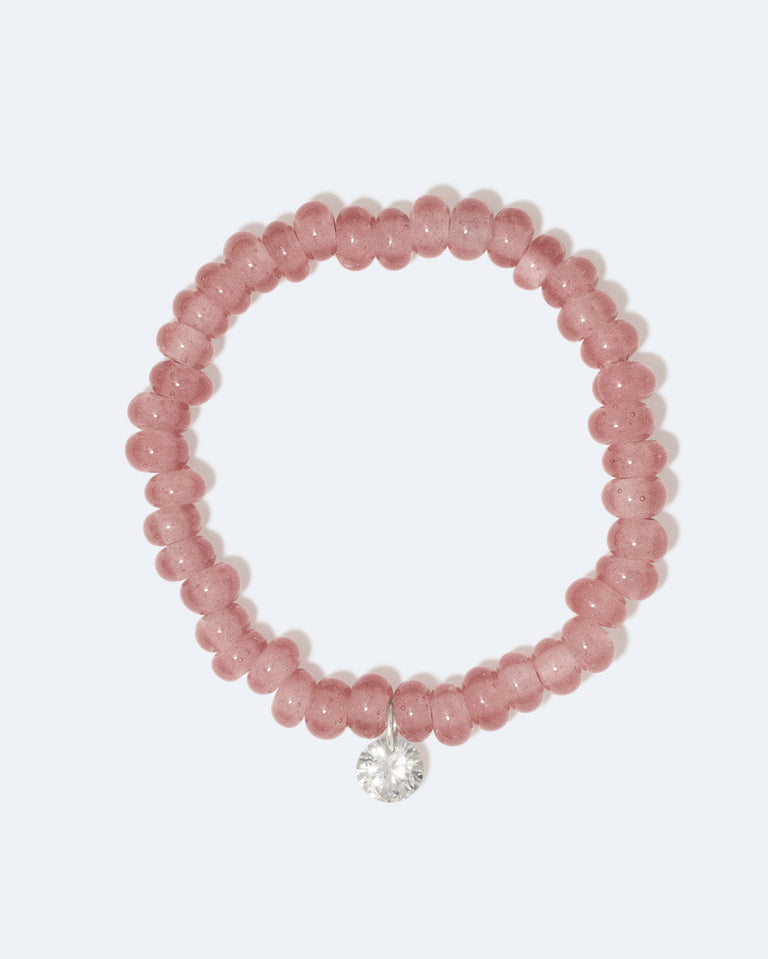Chutes - Zirconia and Recycled Pink Glass Bead Bracelet