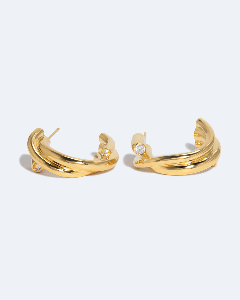 What Time Left Behind - Zirconia and Recycled Gold Vermeil Earrings