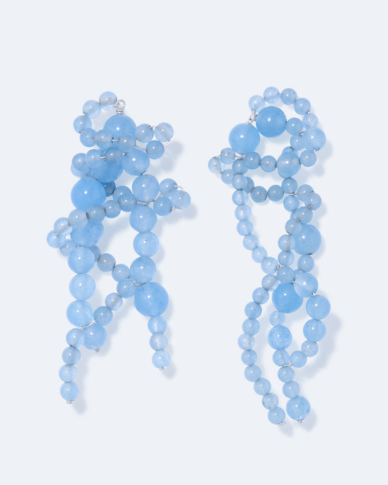Floe - Blue Lace Agate Bead and Recycled Silver Earrings